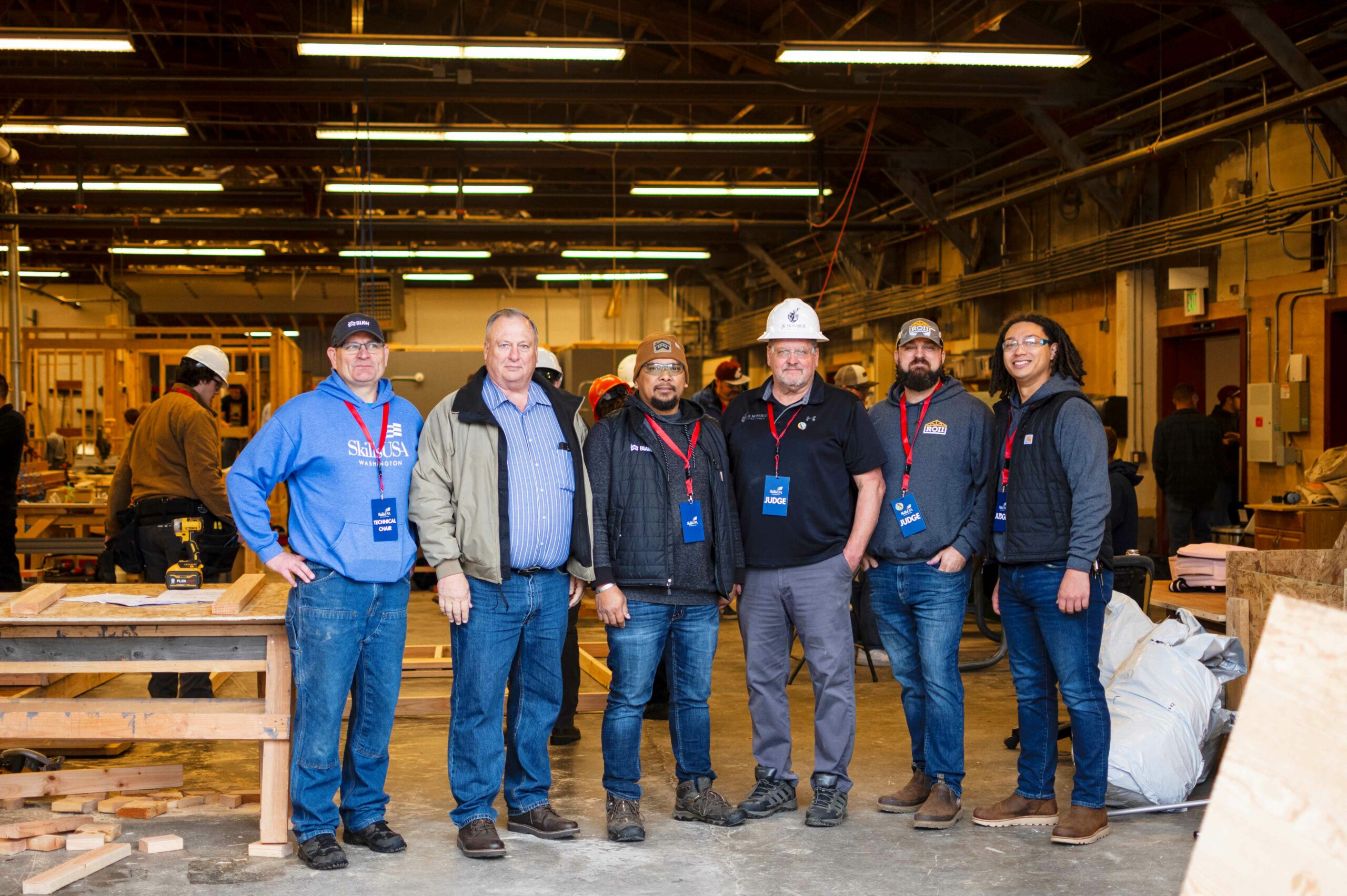 Members of the Master Builders Association of Pierce County, BIAW and ROII staff support the TeamWorks carpentry and cabinetmaking competitions at SkillsUSA State Championship on March 22 at Clover Park Technical College.